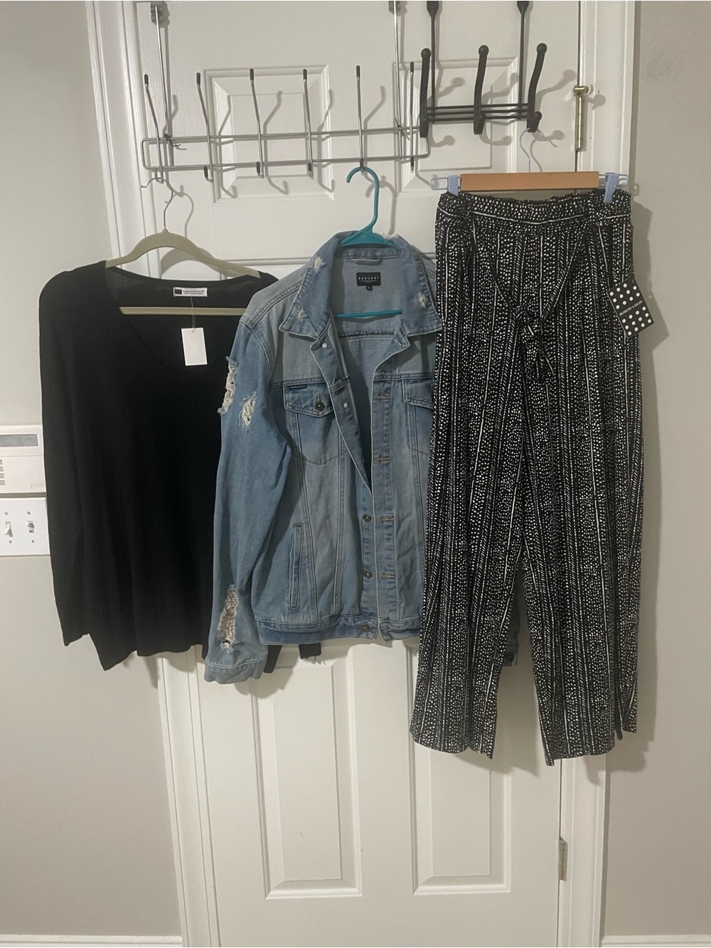 Black & White Printed Wide-Leg Pants 1x xxl sweater nwt xl generous jean jacket